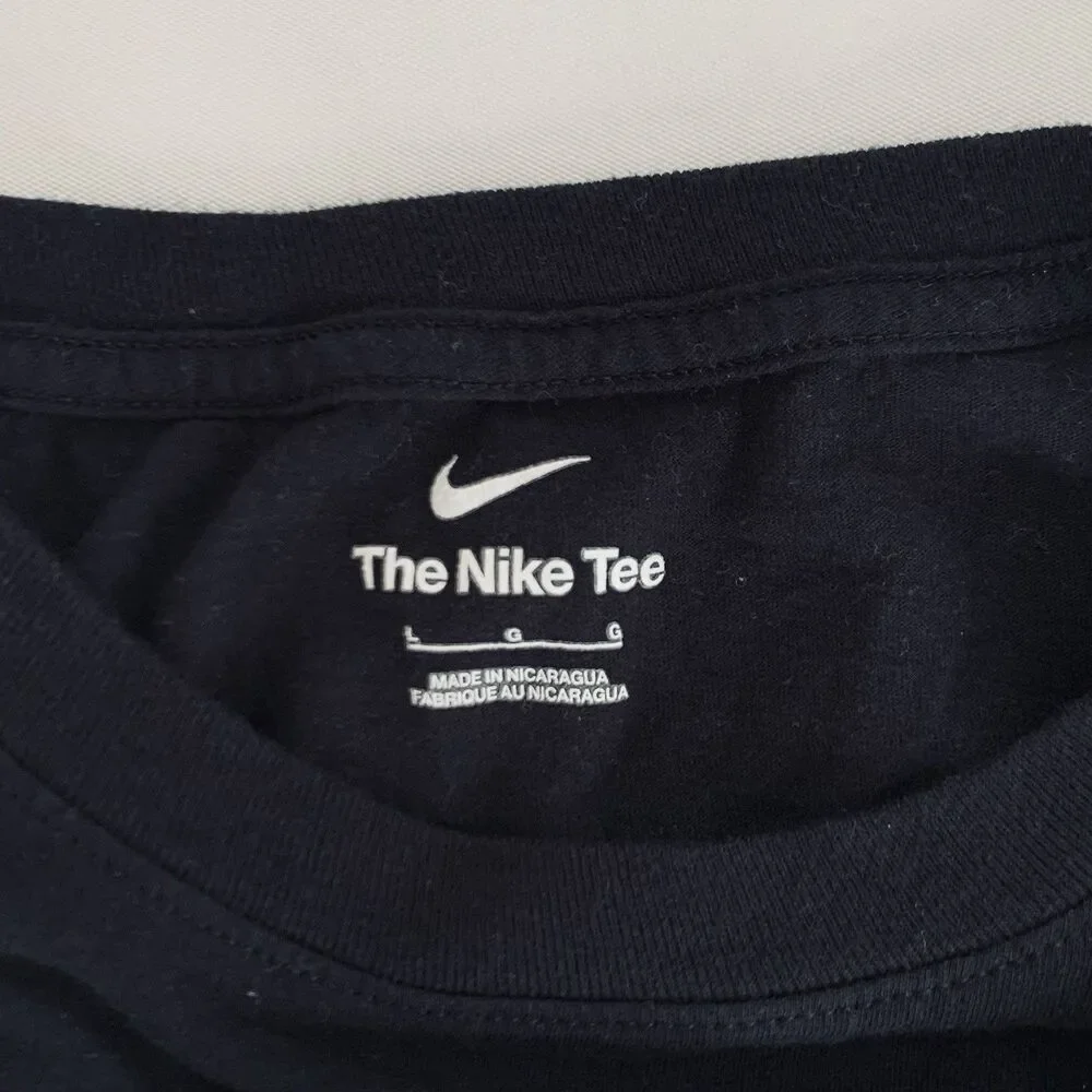 Nike Shirt Men L Black Basketball Colorful Swoosh Graphic Tee Retro Athletic Gym